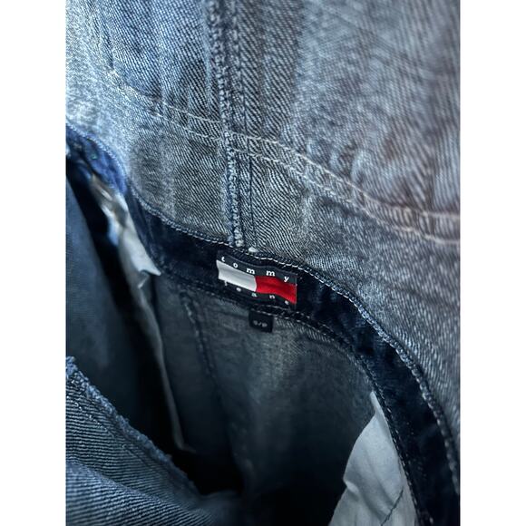 Vintage 2002 Tommy Hilfiger Blue Jean Bootcut Logo Straps Overalls Size Small - Picture 10 of 12